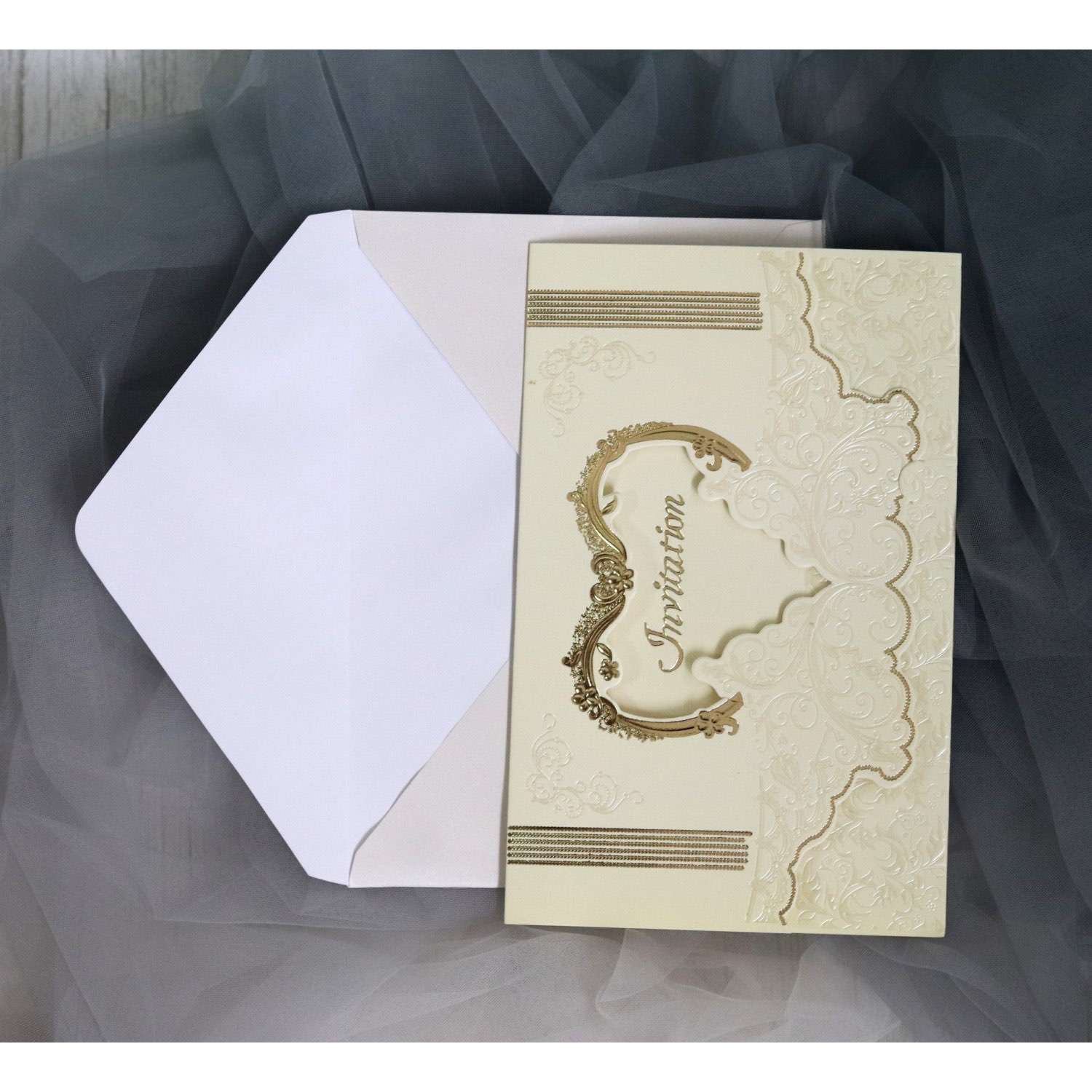 Foiling Invitation Card Ivory Wedding Invitation Rectangle Annual Invitation Card